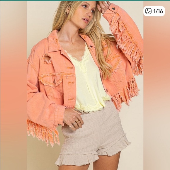 Cropped fringe denim jacket - Picture 6 of 8